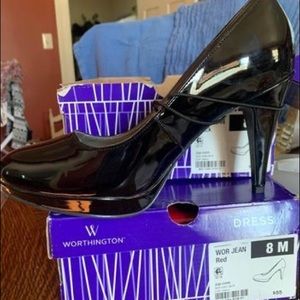 Black Paton leather high heels